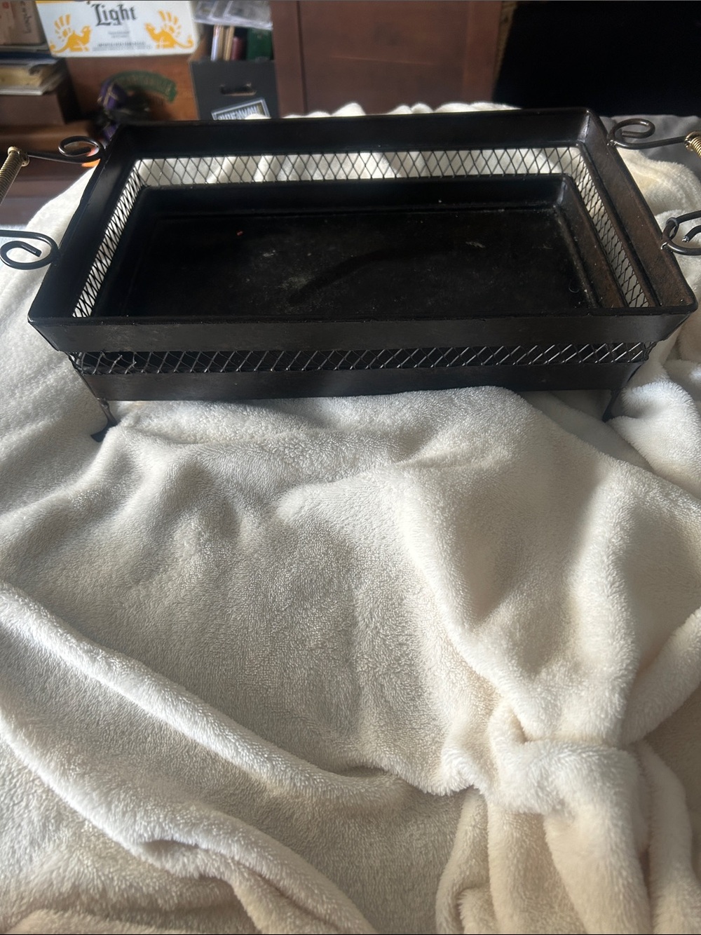 Black Decorative Metal Serving Tray with Handles